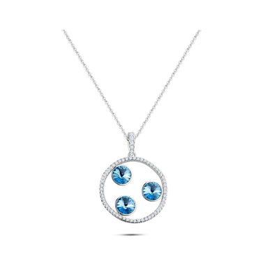 Blue three-stone pendant necklace