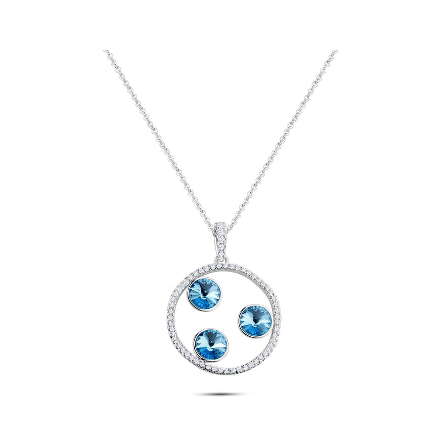 Blue three-stone pendant necklace