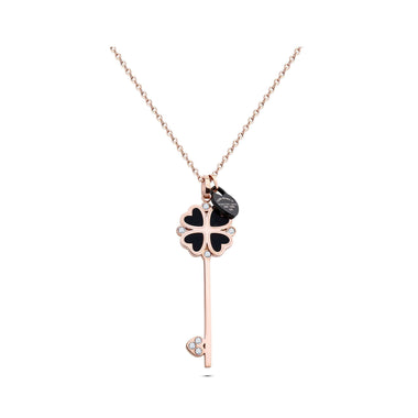 Long clover key necklace, 75–80 cm