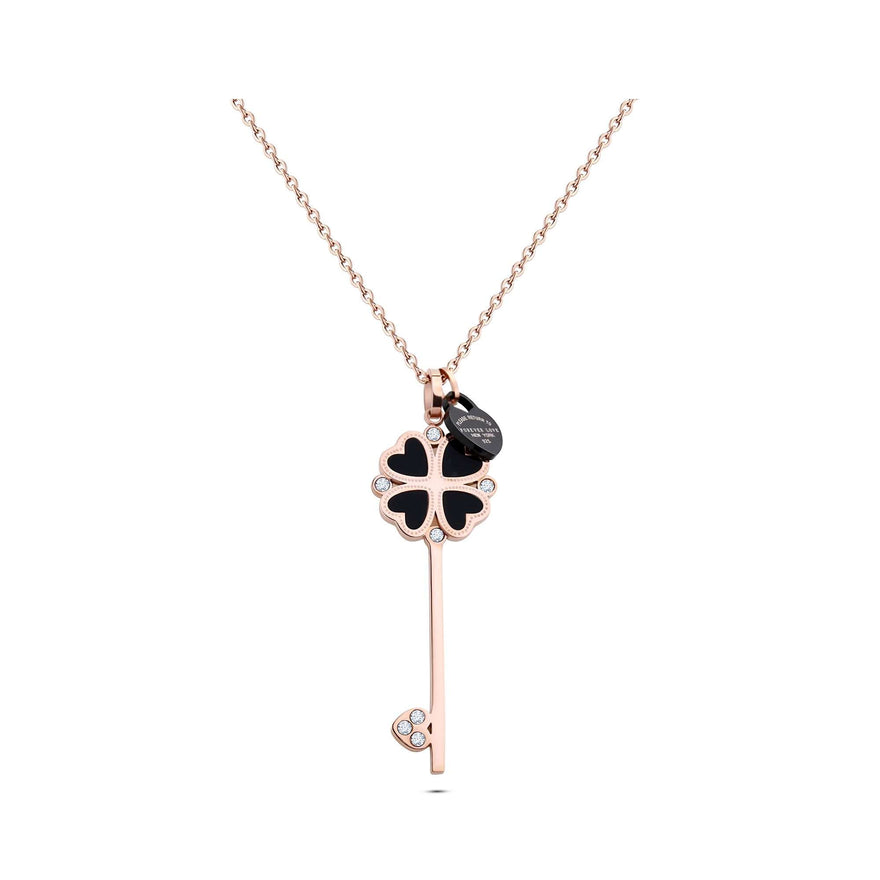 Long clover key necklace, 75–80 cm