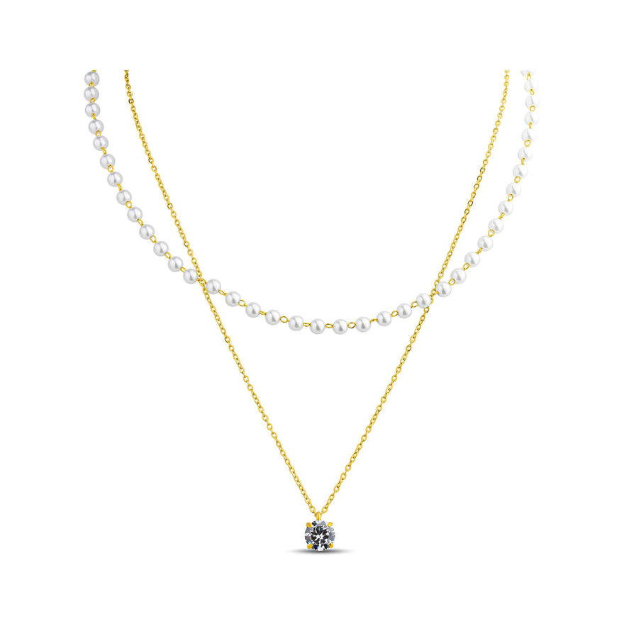 Double-strand pearl necklace, 40–45 cm