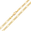 Gold-plated Figaro chain with solid links and a lobster clasp on a white background
