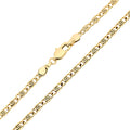 Close-up of a gold-plated bird's eye chain with a lobster clasp on white