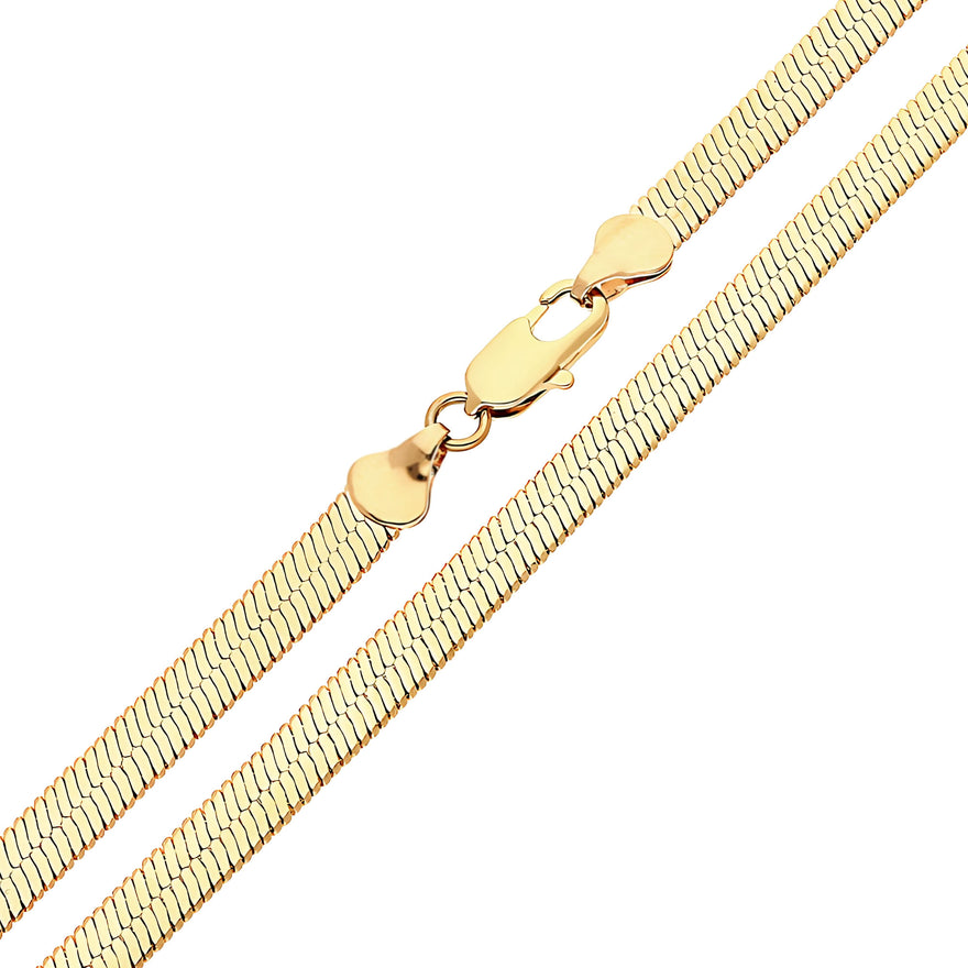 Wide flat snake chain necklace, 60 cm