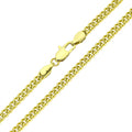 Curb chain with a gold-tone finish and lobster clasp, close up