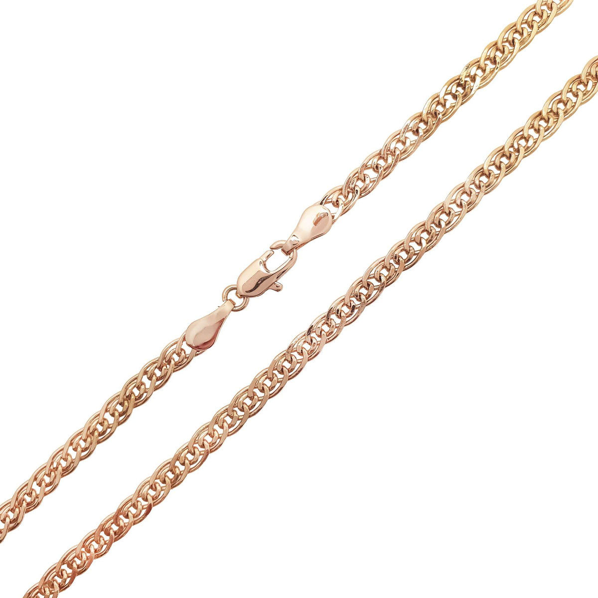 Close-up of a gold-plated Nonna chain with dense links and lobster clasp