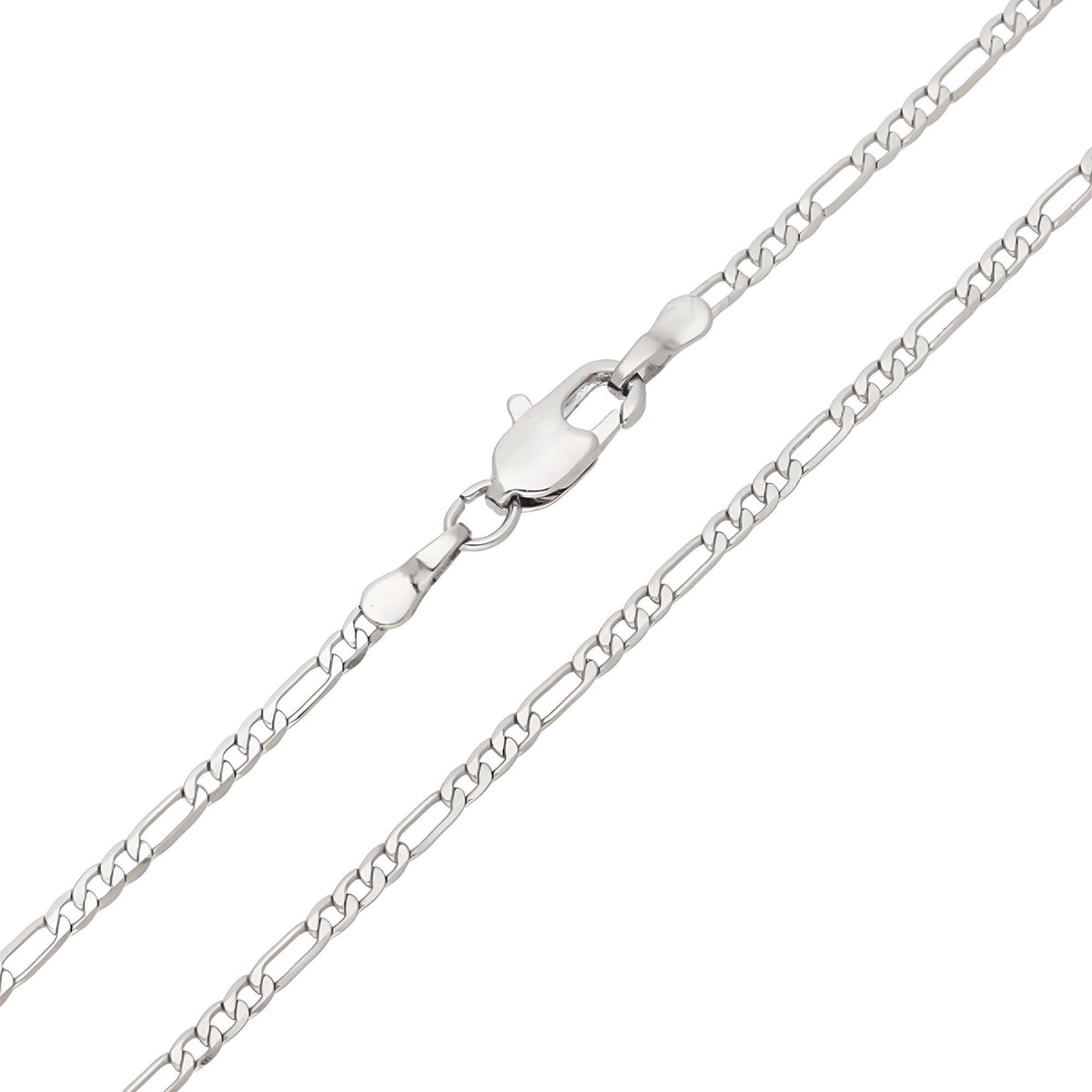 Silver-tone Figaro chain with platinum plating and a lobster clasp