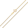 Close-up of a gold-plated snake chain with a round spring ring clasp