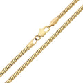 Close-up of a gold-plated snake chain with lobster clasp and smooth dense links