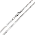 Fine curb chain in a platinum tone with a classic lobster clasp