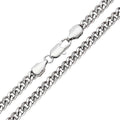 Chunky curb chain with diamond-cut facets in a bright platinum finish