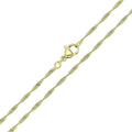 Gold-plated Singapore chain with a twisted texture and lobster clasp on white