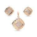 Square earrings and pendant with a Greek key border and clear cubic zirconia