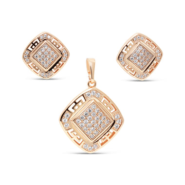 Greek key earring and pendant set