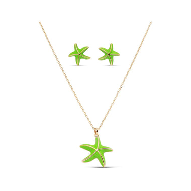 Green starfish earring and necklace set