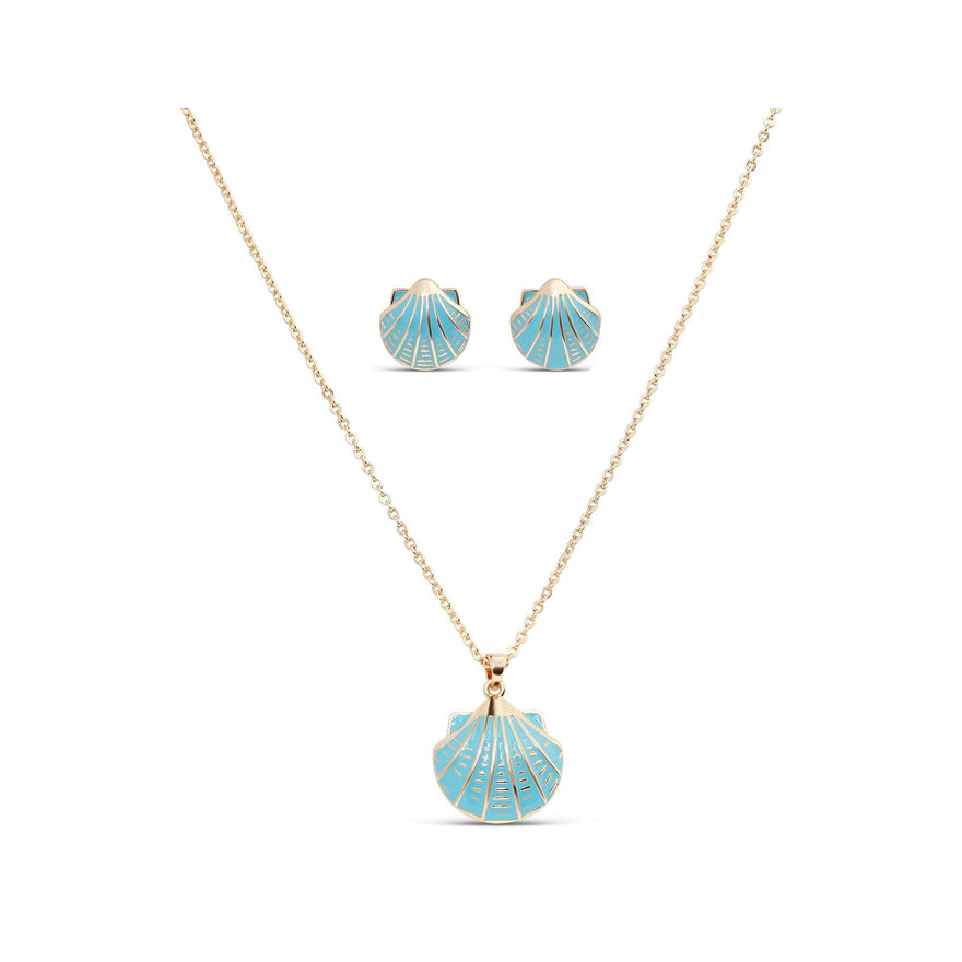 Blue seashell earring and necklace set