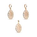 Oval Virgin Mary medallion earrings and pendant with an openwork heart border, gold-plated