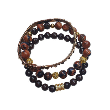 Garnet and aventurine bracelet set