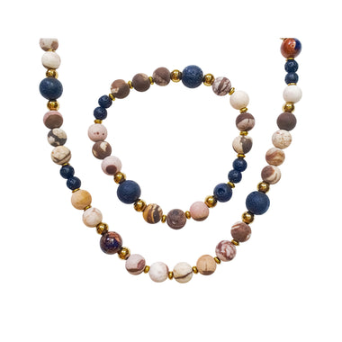 Jasper and lava stone jewellery set