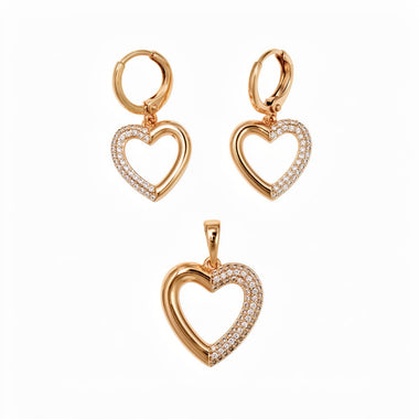 Heart pendant and drop earrings set