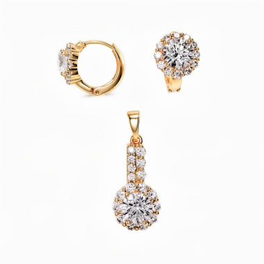 Flower hoop earring and pendant set