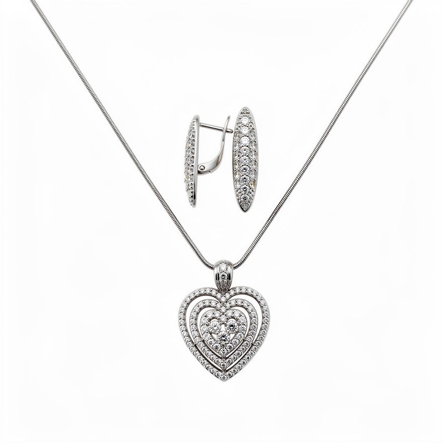 Ice Heart necklace and earring set