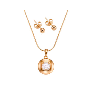 Round pendant and ball stud earring set
