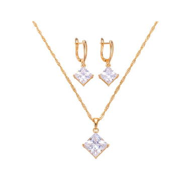 Square cubic zirconia jewellery set