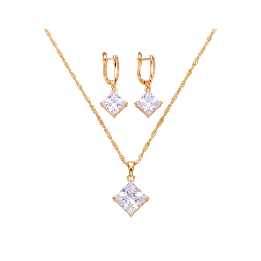 Square cubic zirconia jewellery set
