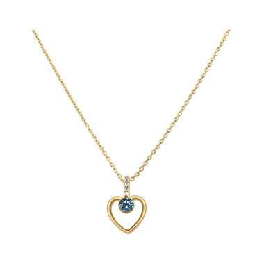 Open heart necklace with a blue stone