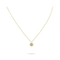 Fine gold-plated necklace with a round pendant, bright stone and cubic zirconia halo