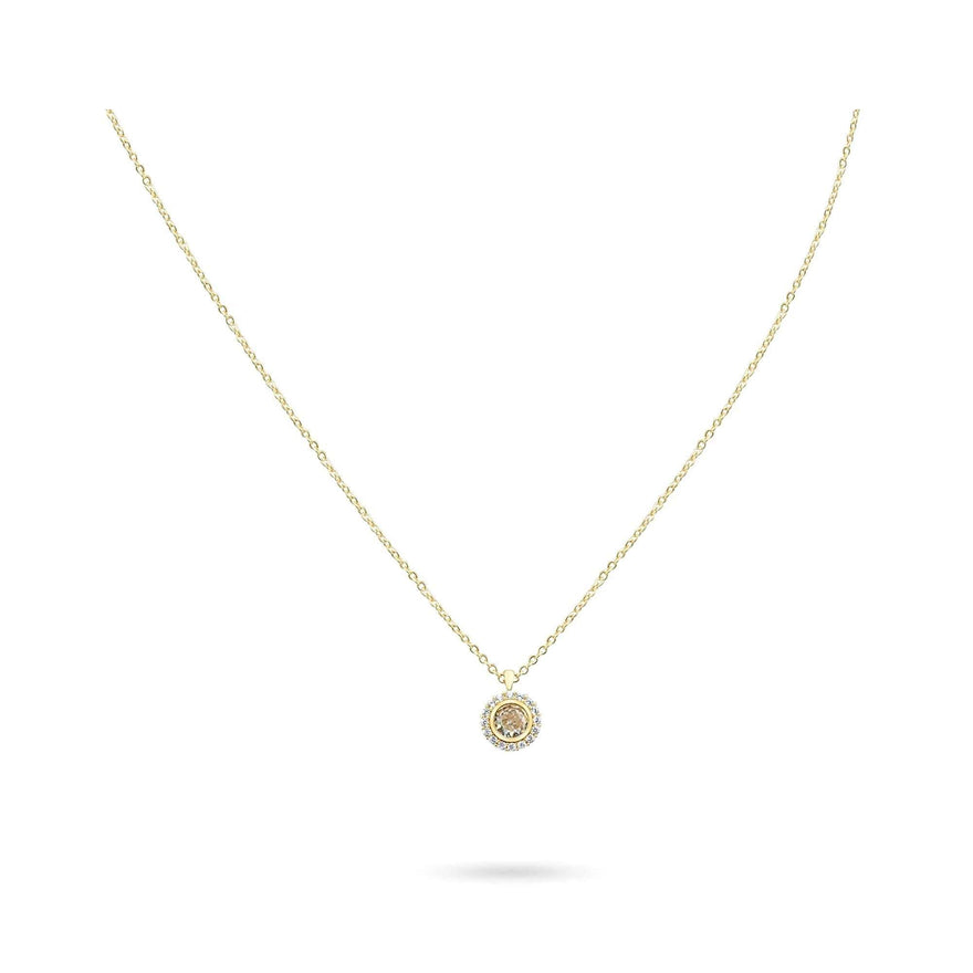 Round cubic zirconia halo necklace