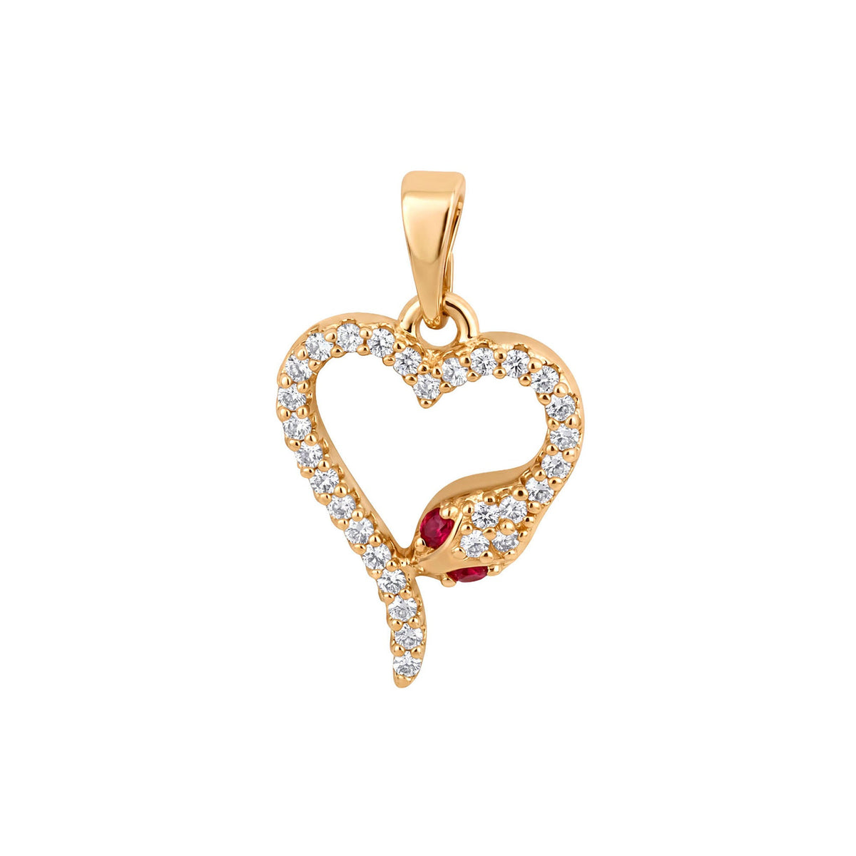 Snake heart pendant with cubic zirconia