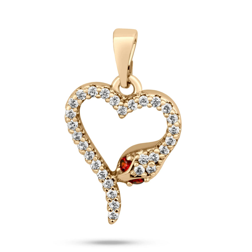 Snake heart pendant with red eyes