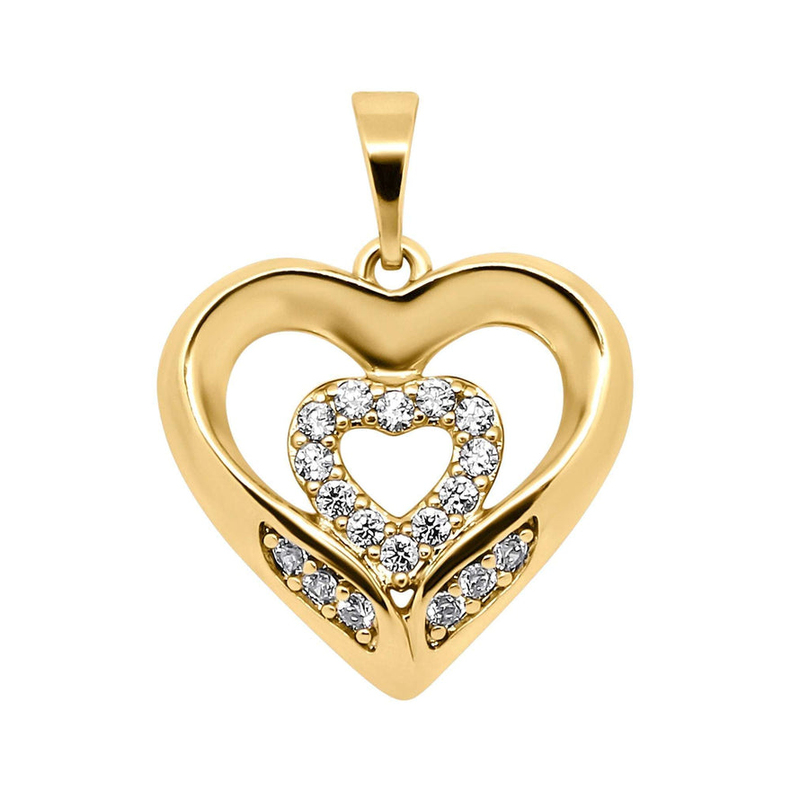 Double-heart cubic zirconia pendant