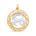 Two-tone pendant with a gold-plated Greek key border and a silver-tone Capricorn figure