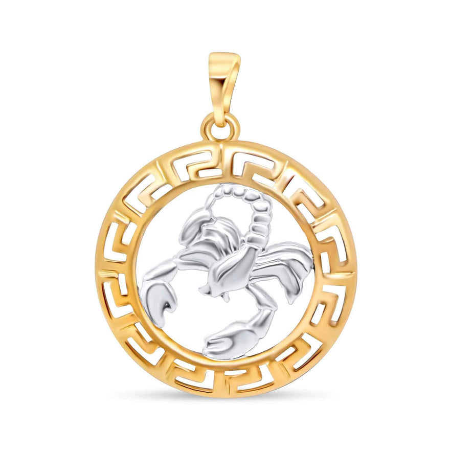 Scorpio pendant in a Greek key frame