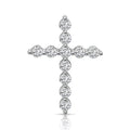 Platinum-plated cross pendant with eleven round sparkling cubic zirconia