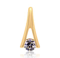 Gold-plated pendant with a curved triangular frame holding a clear round cubic zirconia