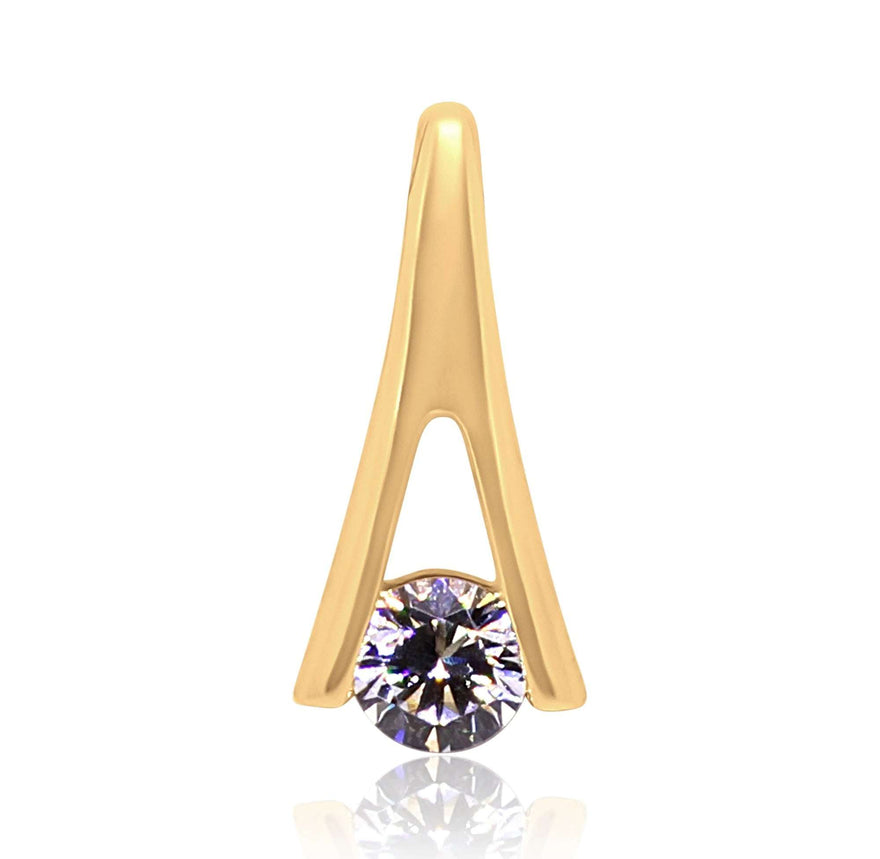 Curved triangle cubic zirconia pendant