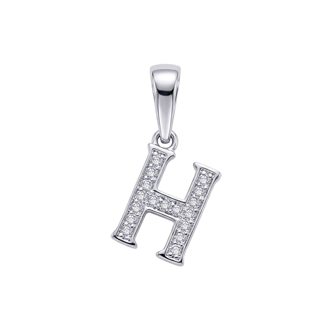 Letter H pendant fully set with sparkling cubic zirconia