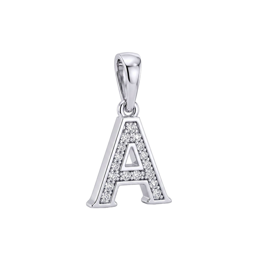 Pavé initial letter pendant, 17 mm