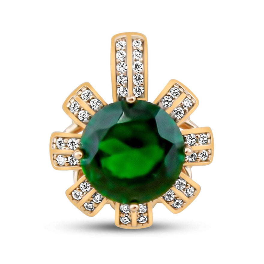 Green stone sunburst pendant, 18 mm
