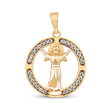Round angel pendant with cubic zirconia