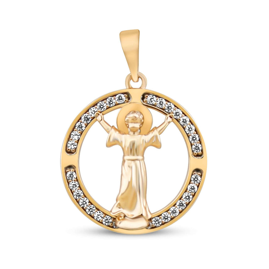Round angel pendant with cubic zirconia