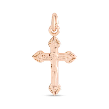 Crucifix pendant with fan-shaped ends