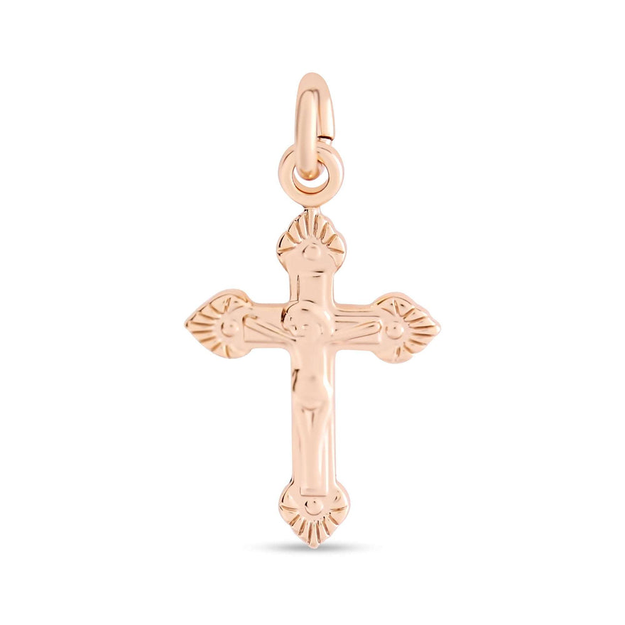 Crucifix pendant with fan-shaped ends