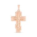 Orthodox cross pendant with Christ and INRI in a rosy gold tone