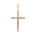 Simple gold-tone cross with a single row of sparkling stones