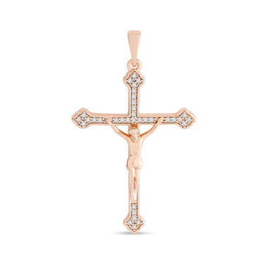 Cubic zirconia crucifix pendant, 42 mm